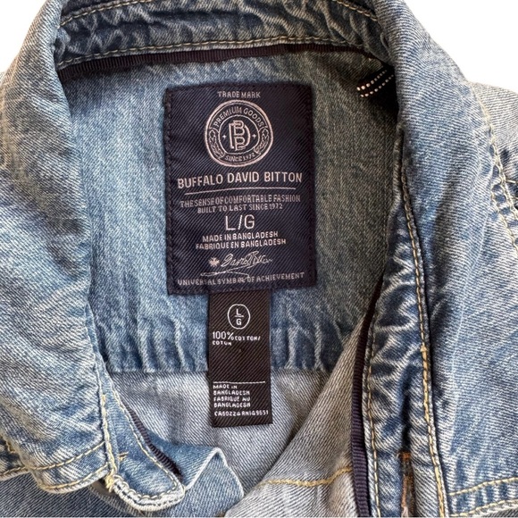 Buffalo David Bitton Jeremy Bleached & Blast Denim Shirt | Men’s‎ Size L Large - Picture 7 of 11